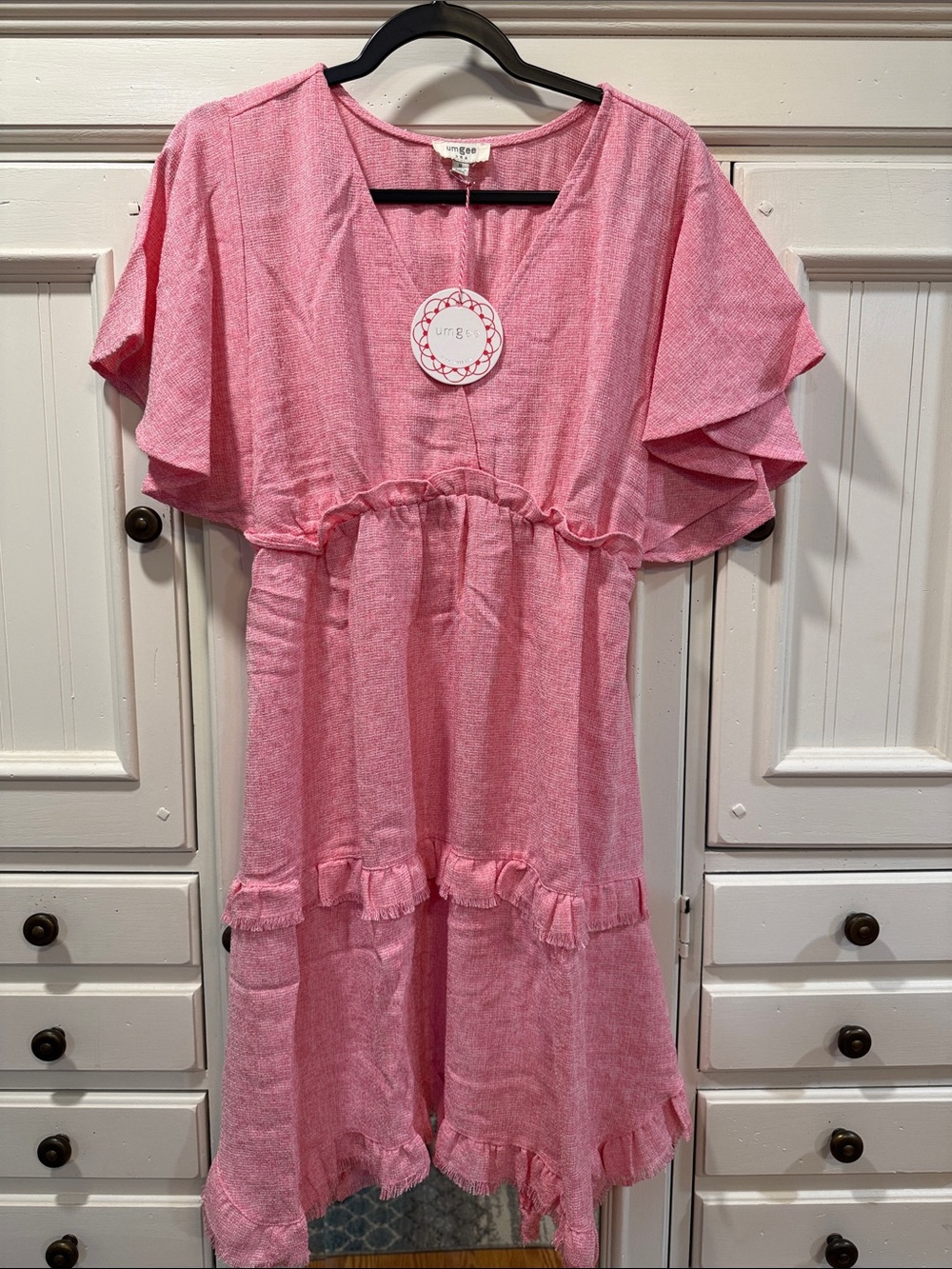 NWT Umgee size Medium Pink Ruffle Tiered Dress